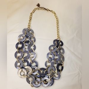 Blue and Gold Necklace 90s Style
